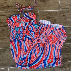 Multicolor Maxi Dress Keyhole Front Halter